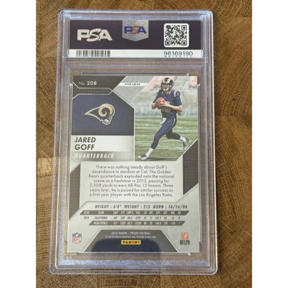 2021-22 Panini Red White/Blue Disco Prizm: Jared Goff#208 Los Angeles Rams PSA 9 - Picture 3 of 6